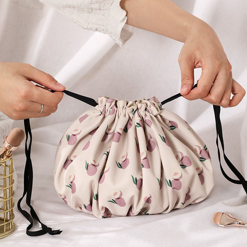 Stylish Peach Print Portable Makeup Bag MK2BW6S10BOB52