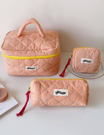 Color Block Plaid Large Capacity Makeup Bag MK2BW6S10BOB57