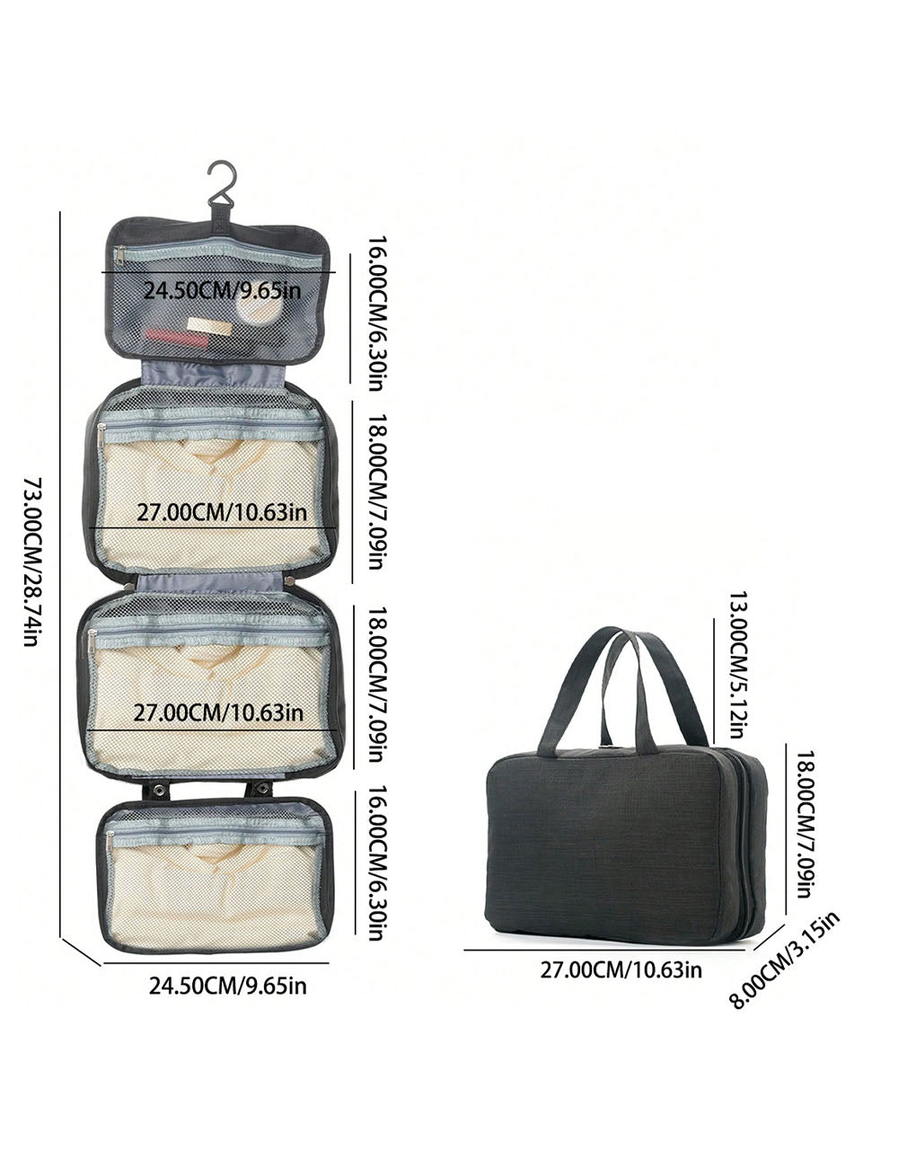 Simple Solid Color Multi-Layer Makeup Bag MK2BW6S10BOB61
