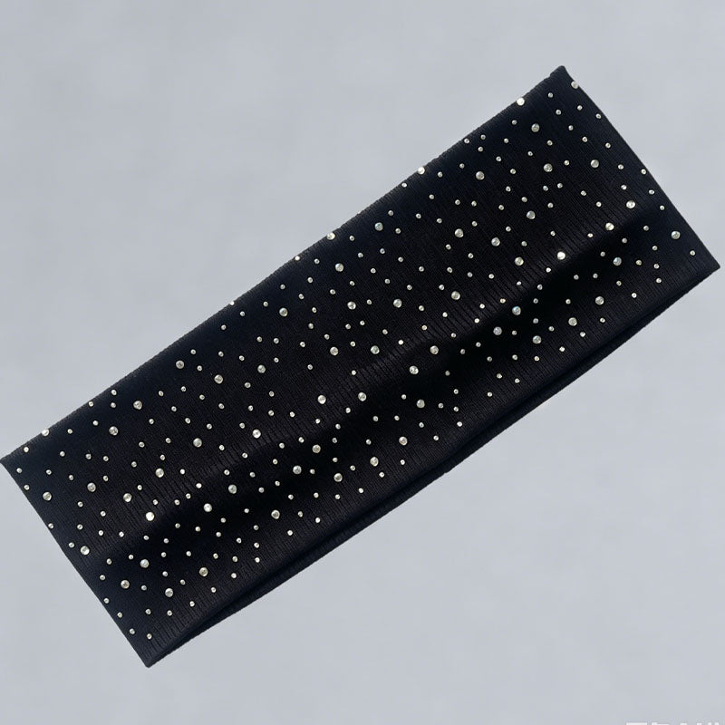 Minimalist Solid Color Rhineatones Stretchy Wide Headband MK2BW6W6HBD85