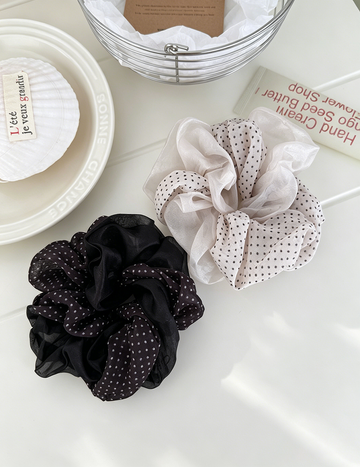 Oversized Polka Dot Mesh Layered Scrunchies MK2BW6W6HSR01