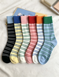 Stripe Color Block Simple Cotton Socks 6W8FSO654