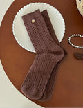 Solid Color Cable Knit Crew Socks 6W8FSO655