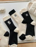 Classic Color Block Embroidered Crew Socks 6W8FSO657