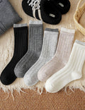 Color Block Double Ribbed Thickened Crew Socks 6W8FSO660