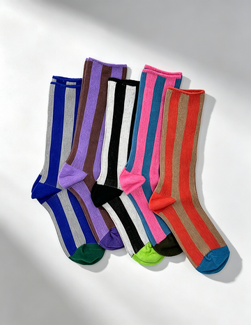 Vibrant Color Block Vertical Striped Crew Socks 6W8FSO667