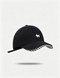 Double Brim Puppy Embroidery Plaid Baseball Caps MK2COW6W6HAT211