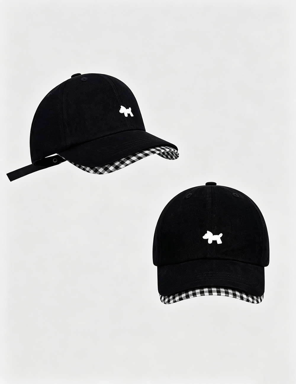 Double Brim Puppy Embroidery Plaid Baseball Caps MK2COW6W6HAT211