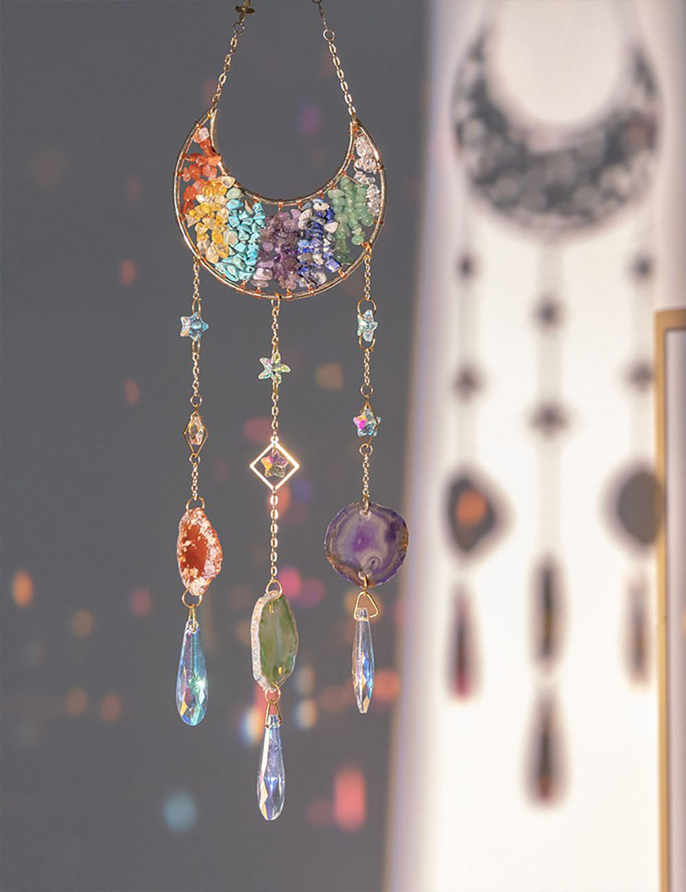 Colorful Natural Crystal Tassel Dream Suncatcher MK2CZAS6H7HLS48