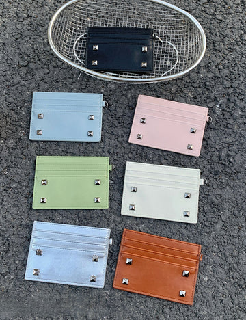 Minimalist Solid Color Metal Rivet Mini Wallet 6S10BWB135