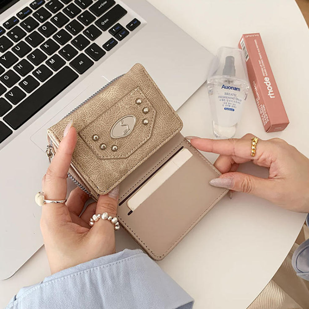 Stylish Metal Rivet PU Coin Purse Wallet 6S10BWB146