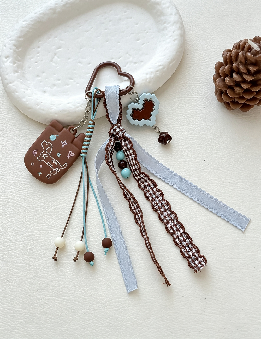 Ribbon Heart Keychain Charm - DippedShop Wholesale - #5011