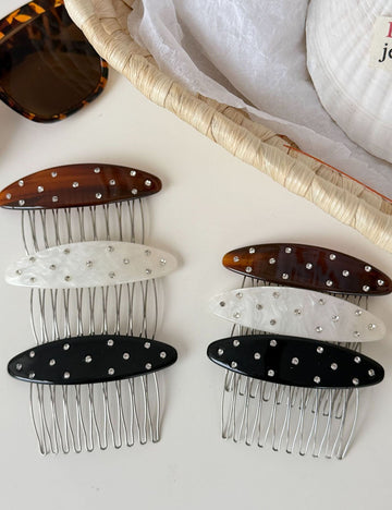 Rhinestone Acetate Oval Insert Comb Hair Clip MK2MBEP6W6HPN06
