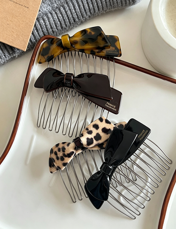 Acetate Bow Leopard Print Hair Comb Clip MK2MBEP6W6HPN09