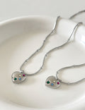 Colorful Cubic Zirconia Heart Pendant Necklace 6W6JNC423