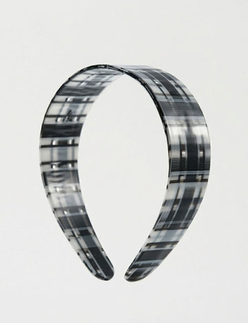 Vintage Plaid Pattern Acetate Wide Headband MK2PIM6W6HBD62