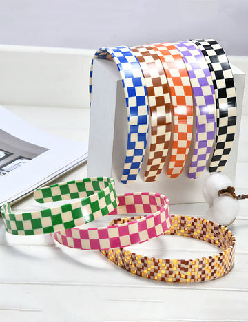 Minimalist Color Block Plaid Pattern Acetate Headband MK2PIM6W6HBD64