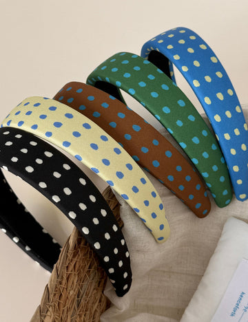 Retro Polka Dots Print Wide Headband MK2PIM6W6HBD74
