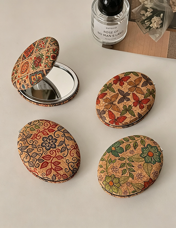 Vintage Ratten Floral Oval Double Makeup Mirror MK2PPFN6CT5MR55