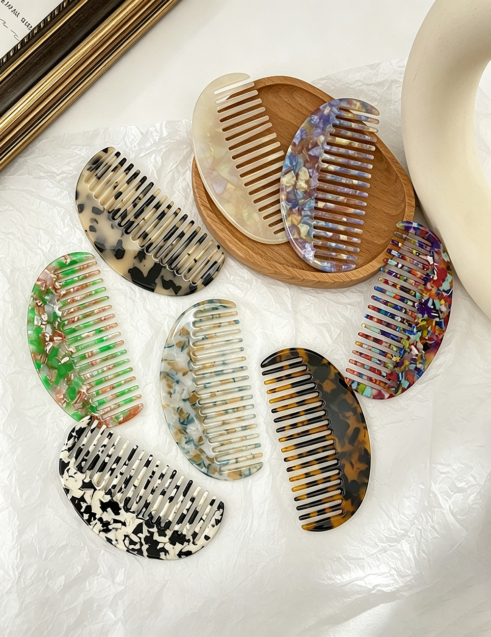 Vintage Leopard Half-Moon Acetate Hair Combs MK2PPM6CT5CB38