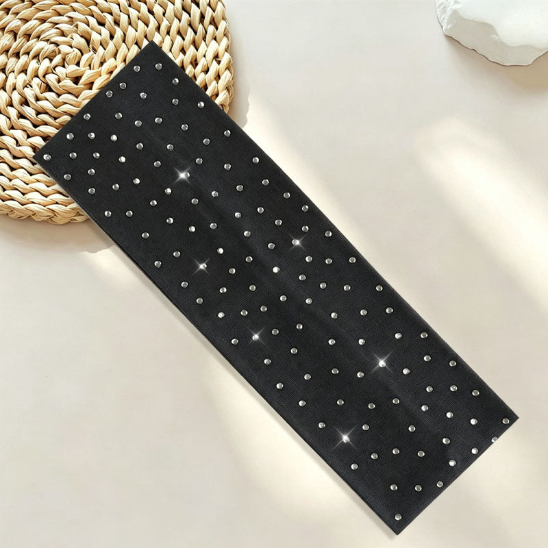 Stylish Solid Color Sparkling Diamonds Wide Headband MK2SPM6W6HBD45