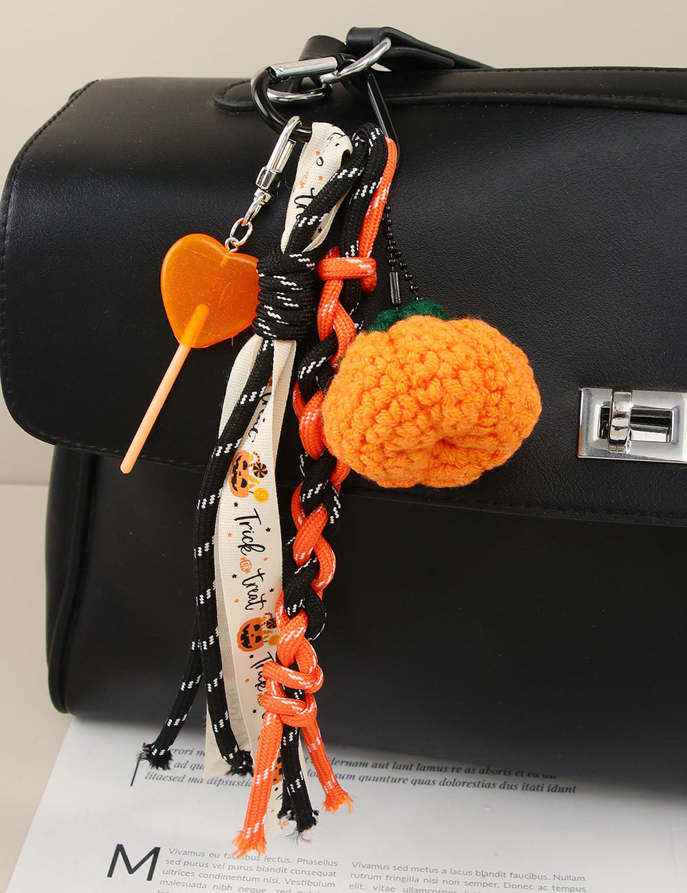 Halloween Crochet Pumpkin Braided Rope Bag Charm 6W10BBC661