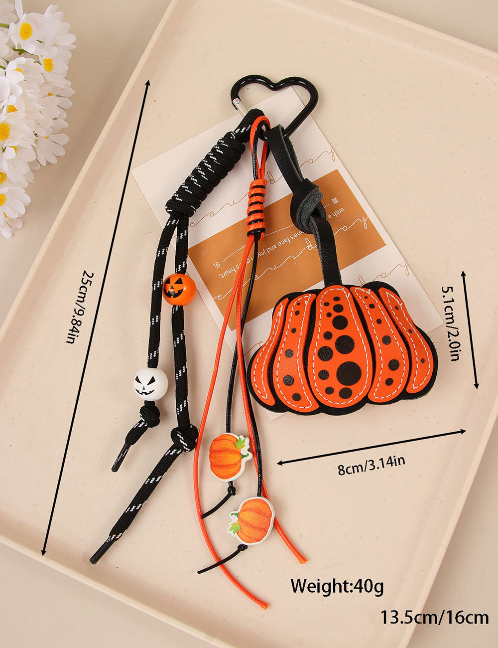 Halloween Polka Dot PU Leather Pumpkin Keychain 6W10BBC662