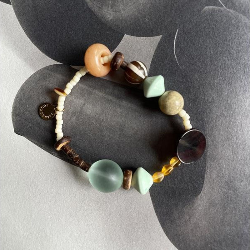 Vintage Irregular Stone Beaded Chain Bracelet 6W6JBR347