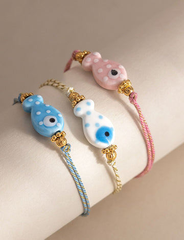 Cute Fish Pendant Rope Bradided Bracelet 6W6JBR354