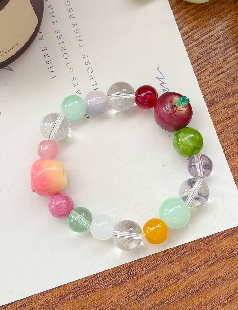 Apple Charm Beaded Bracelet - DippedShop Wholesale - #3475