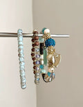 Vintage Heart Pendant Crystal Beaded Chain Bracelet 6W6JBR374