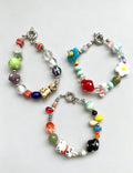 Fashion Color Contrast Bead Flower Charm Bracelet 6W6JBR378