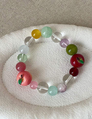 Cute Colorful Bead Apple Stretchy Bracelet 6W6JBR379