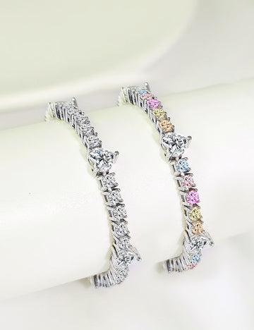 Trendy Heart Colorful Cubic Zirconia Chain Bracelet 6W6JBR383
