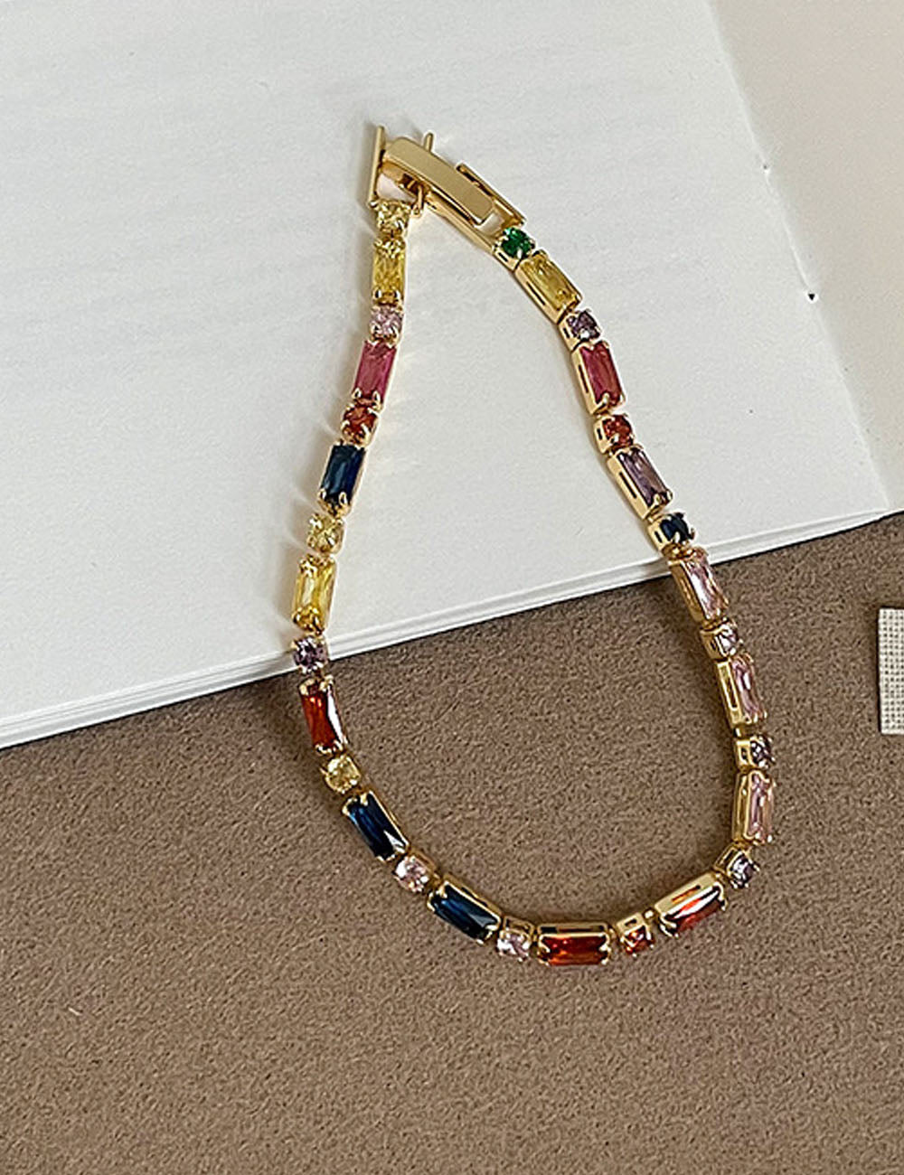 Cubic Zirconia Link Chain Bracelet - DippedShop Wholesale - #3411