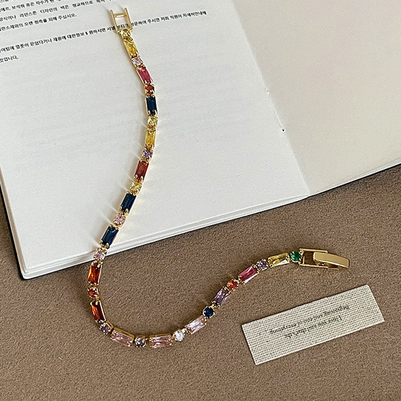 Fashion Colorful Cubic Zirconia Link Chain Bracelet 6W6JBR385
