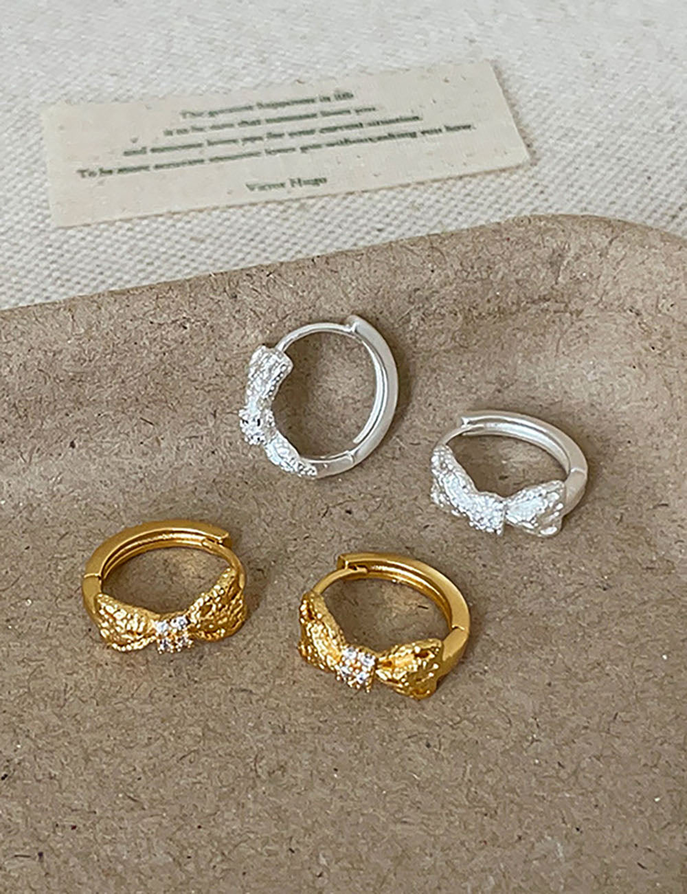 Bow Rhinestone Hoop Earrings - DippedShop Wholesale - #2163
