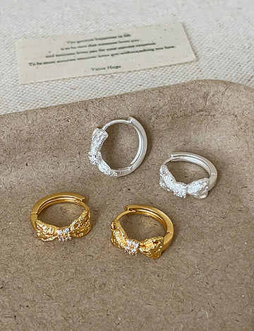 Bow Rhinestone Hoop Earrings - DippedShop Wholesale - #2163