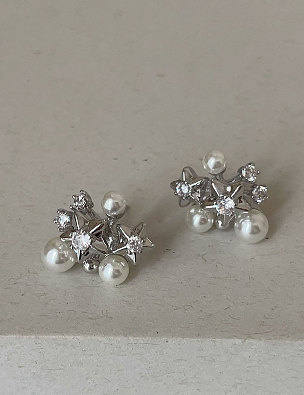 Star Pearl Rhinestone Stud Earrings - DippedShop Wholesale - #7395