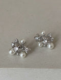 Star Pearl Rhinestone Stud Earrings - DippedShop Wholesale - #7395