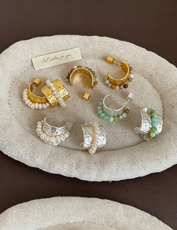 Gold Plated Pearl Wide Earrings - DippedShop Wholesale - #7427
