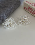 Beaded Chain Floral Stud Earrings - DippedShop Wholesale - #3171
