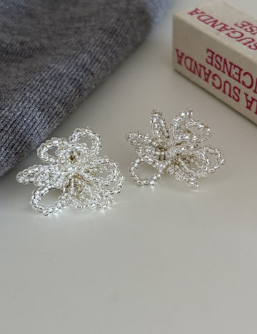 Beaded Chain Floral Stud Earrings - DippedShop Wholesale - #3171