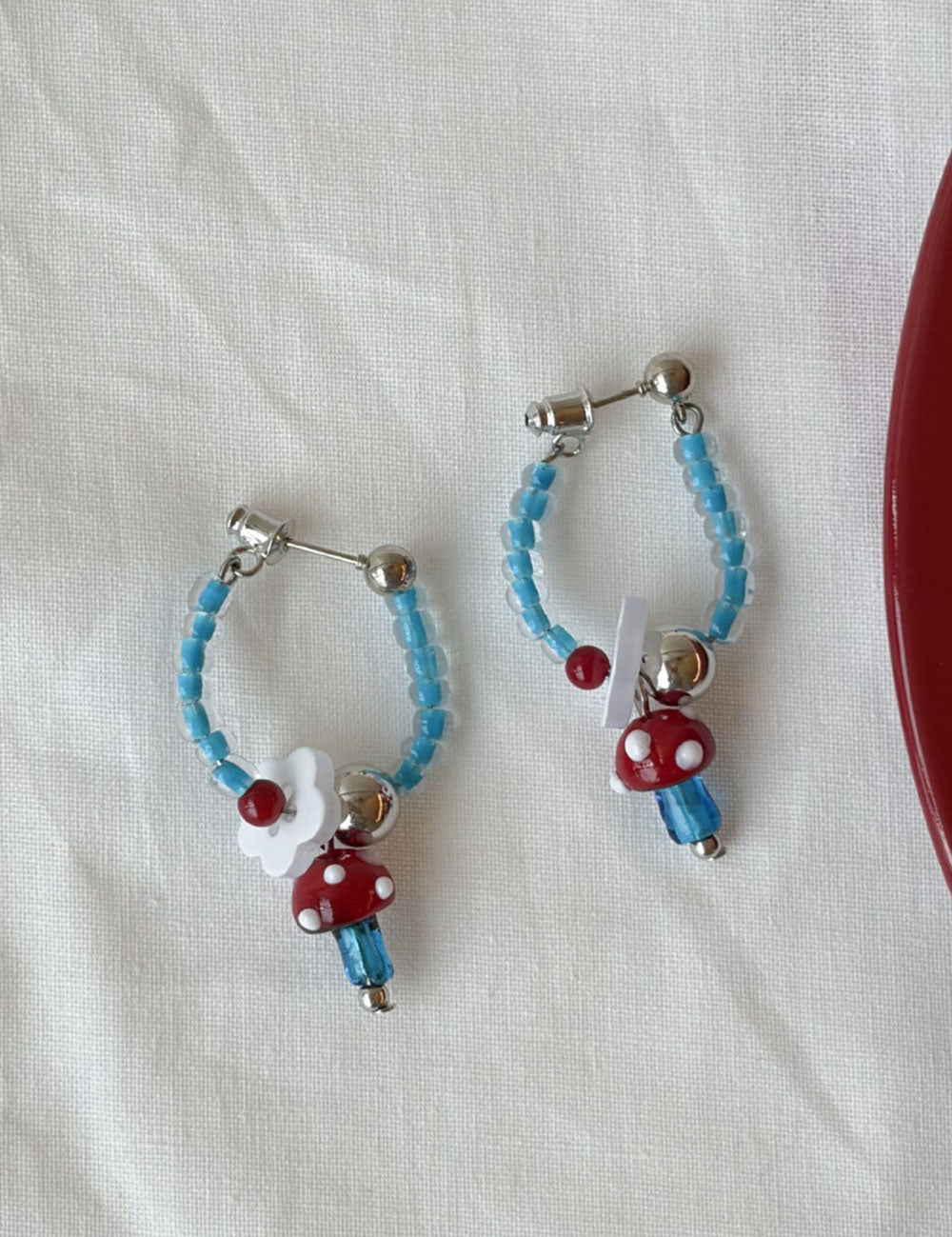 Mushroom Beaded Chain Earrings - DippedShop Wholesale - #1491
