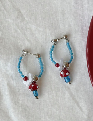 Mushroom Beaded Chain Earrings - DippedShop Wholesale - #1491