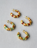 C-Shape Stone Chain Earrings - DippedShop Wholesale - #8275