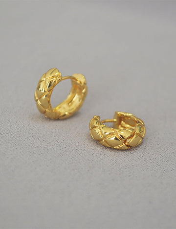 Rhombus Texture Hoop Earrings - DippedShop Wholesale - #2307