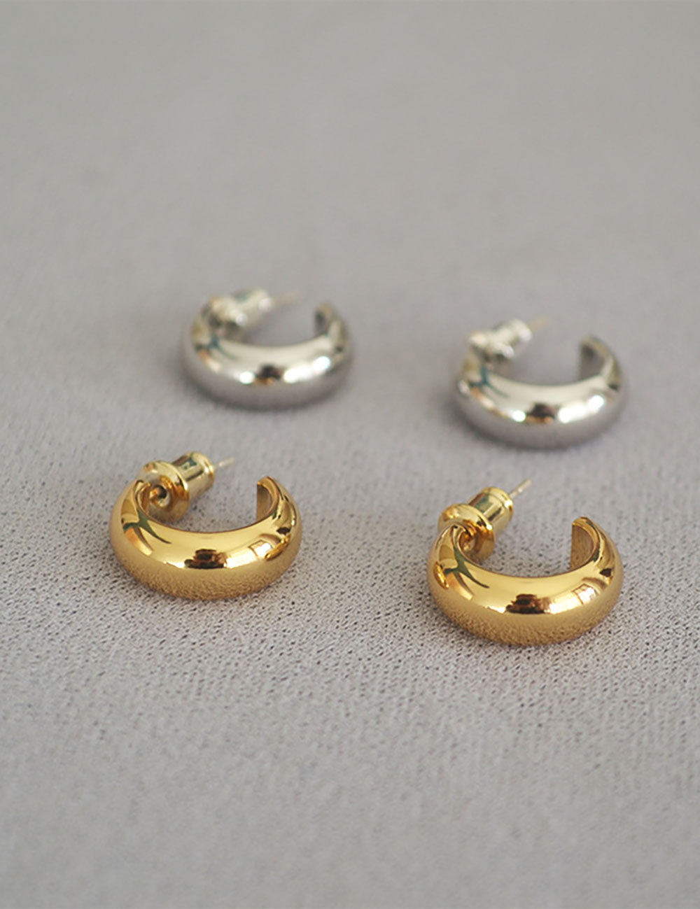 C-Shape Gold Plated Earrings - DippedShop Wholesale - #6435