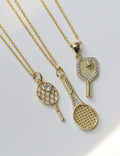Simple Gold Plated Zirconia Tennis Racket Necklace 6W6JNC394L
