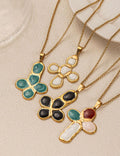 Vintage Enamel Drip Cross Pendant Necklace 6W6JNC411L